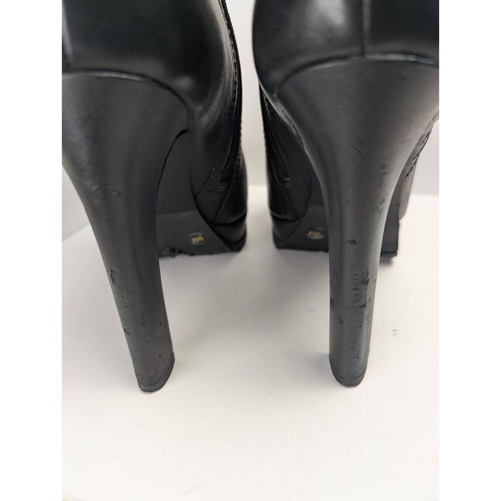 Gianni Bini Omarrah black leather platform lug bootie heels womens 9 - Picture 9 of 9